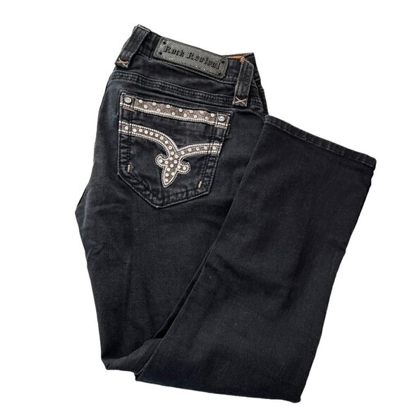 Rock Revival Sherry Black Cropped Jeans Women's Size 28 - Picture 1 of 14